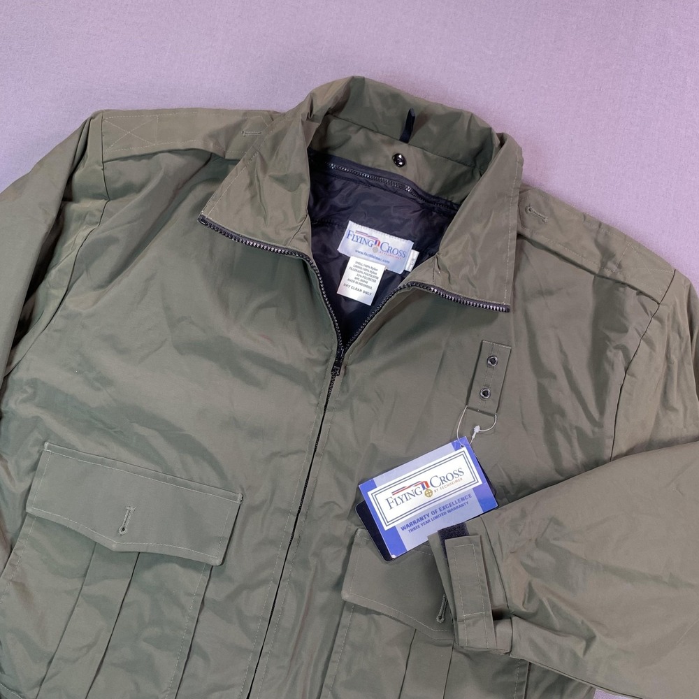 VTG Flying Cross Jacket Mens Large Green Nylon Bomber 3M Thinsulate Lined‎ 59135